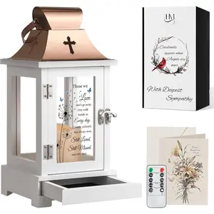 Memorial Lantern with Drawer for Keepsakes, Sympathy Funeral Gifts for Loss of Loved  Father Mother, Sympathy Lantern Bereavement Gifts in Memory of Loved