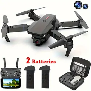 E88PRO popular drone UAV with dual cameras, dual batteries, optical path hovering, headless mode, supports WIFI connection, APP-controlled, foldable four-axis remote control aircraft, a low-cost toy gift suitable for beginners