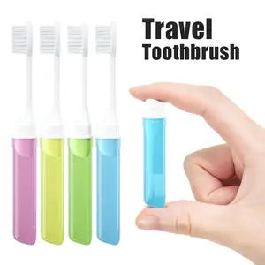 Portable Folding Toothbrush Set, 4-Pack Soft Bristles Travel Toothbrushes, Compact Oval Design, Easy Carry Outdoor Use