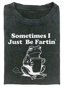 Funny Frog "Sometimes I Just Be Fartin'" Cotton Graphic Tee | Vintage Washed