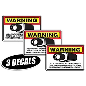 SignMission Security Surveillance Decals Sticker - Video Warning CCTV Camera - Pack of 3