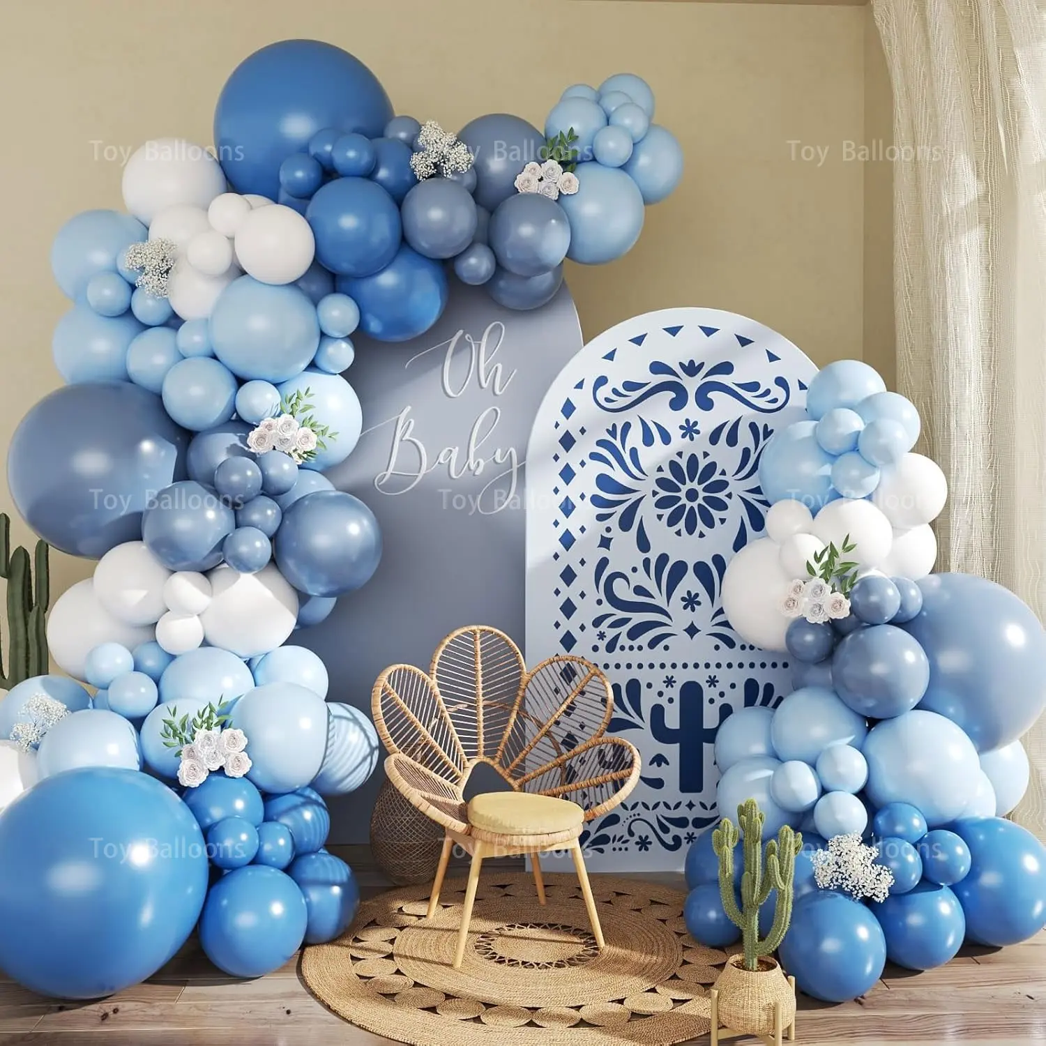 152pcs Mexican Bohemian Balloon Arch Set, Blue////colorful Latex Balloons, Party Decor for Birthdays, Weddings, Holidays, Balloon Arch Decoration