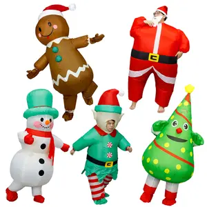 Christmas-Themed Inflatable Costumes for Youth & Adults, Multiple Styles Including Snowman, Elf, Santa, and Christmas Tree, Fits 155-185 cm, Includes Fan and Battery Box – Perfect for Festive Rave Parties