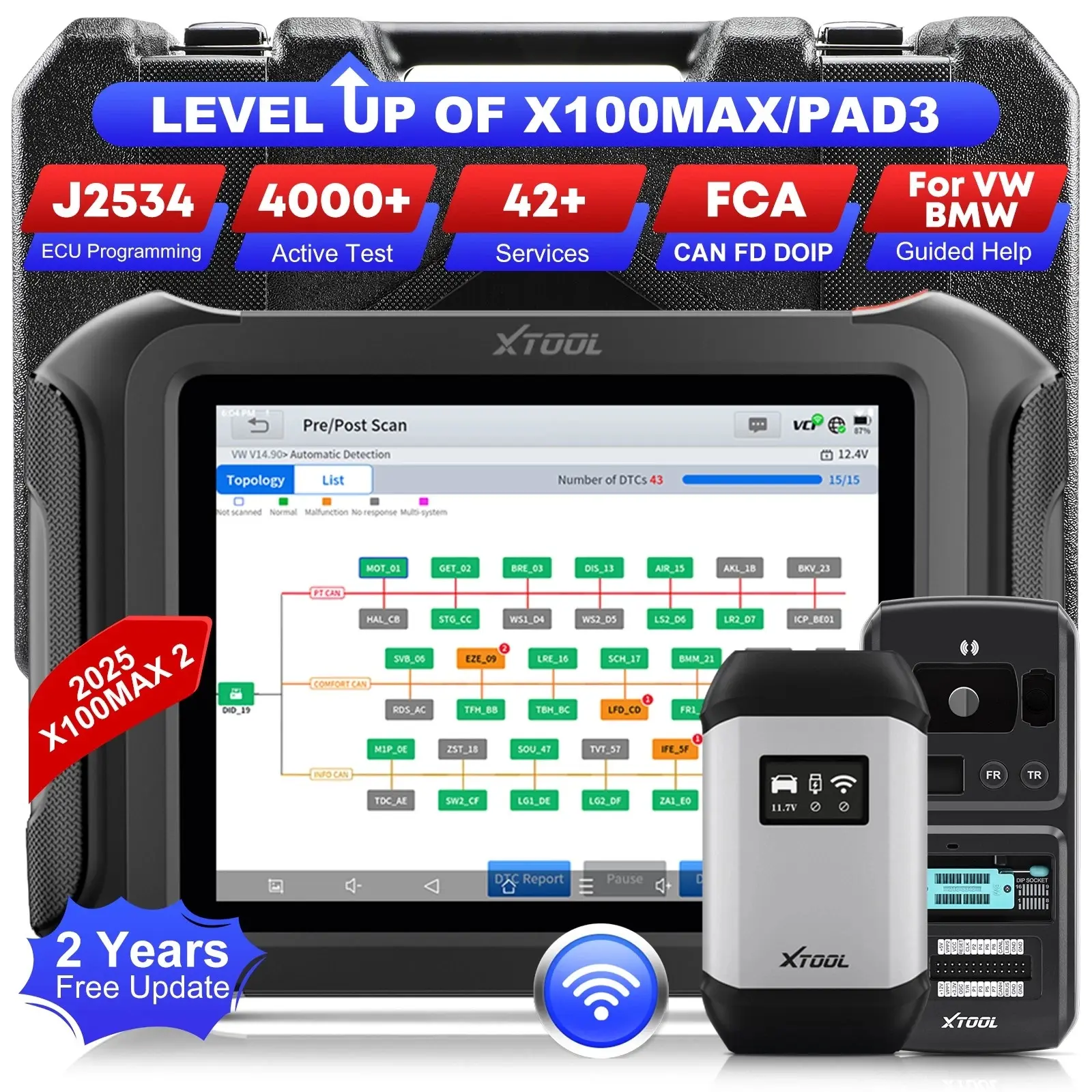 [Summervibes] XTOOL X100 MAX2 Key Programmer J2534 E.CU Programming OBD2 Scanner Tool W/KC501