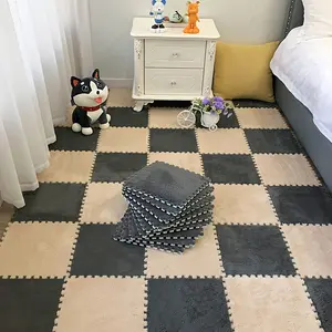 12pcs Interlocking Foam Floor Tiles in Solid Color Gray/White/Black - Soft, Washable, Waterproof, Non-Slip EVA Mats for Bedroom, Living Room, DIY Home Decor, Pet Spaces, and More