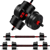 Unisex Adjustable Dumbbell Sets - 22/44-lbs Total, 3-in-1 Mode, Ergonomic Compact Design, Heavy-Duty Cast, Home Gym Kit, Adjustable Weights Plates, Strength Training Barbell, Workout Sets Women, Stay Active at Home, Weights for Upper Body Training
