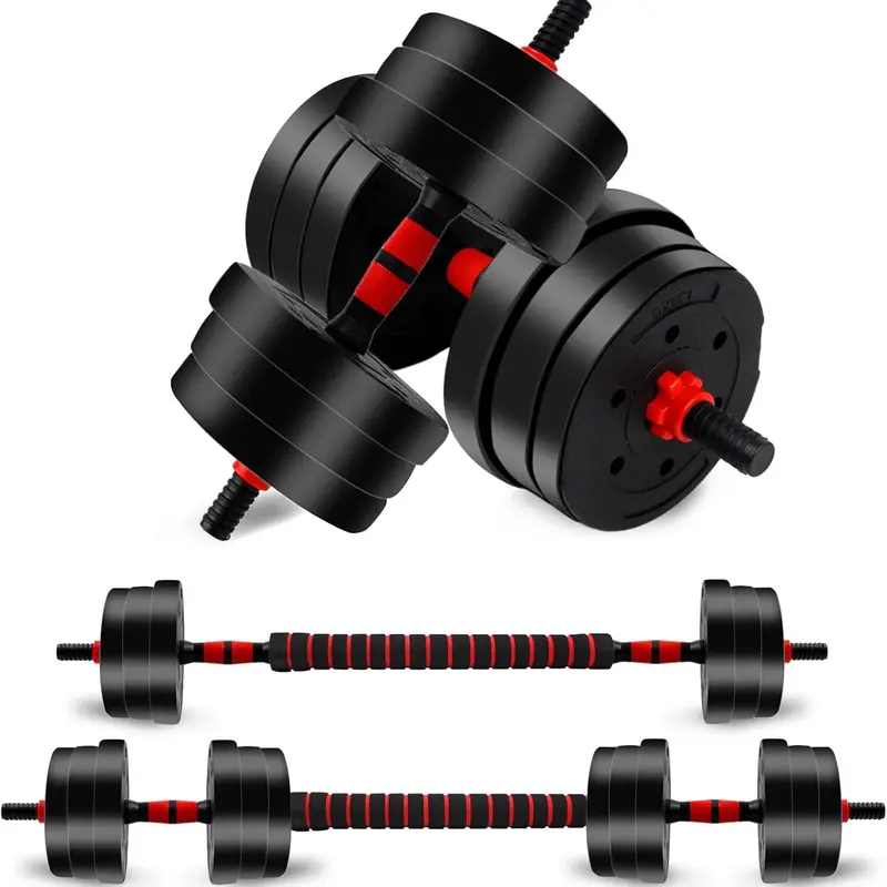 Unisex Adjustable Dumbbell Sets - 22/44-lbs Total, 3-in-1 Mode, Ergonomic Compact Design, Heavy-Duty Cast, Home Gym Kit, Adjustable Weights Plates, Strength Training Barbell, Workout Sets Women, Stay Active at Home, Weights for Upper Body Training