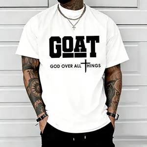 ("God Over All") graphic T-shirt for men, 100% pure cotton, loose street-style short sleeves-trendy Christian casual top, best-selling faith urban fashion style., Shortsleeve, Menswear sporty short sleeve t-shirt bold tee tee casual crewneck