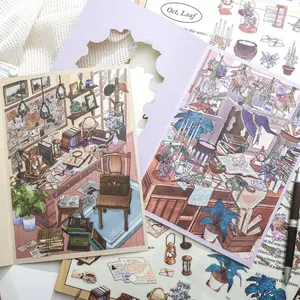 Paper Trace Small Table Old Dream Series Scenery Stickers, Decorative Paper Art Supplies, Perfect for DIY Projects & Creative Crafts
