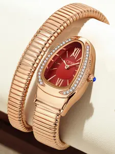 Women's Elegant Snake Design Quartz Watch, Exquisite Trendy Wristwatch, Fashionable Watch for Women As Gift with Box, Fashionable Stylish Watch