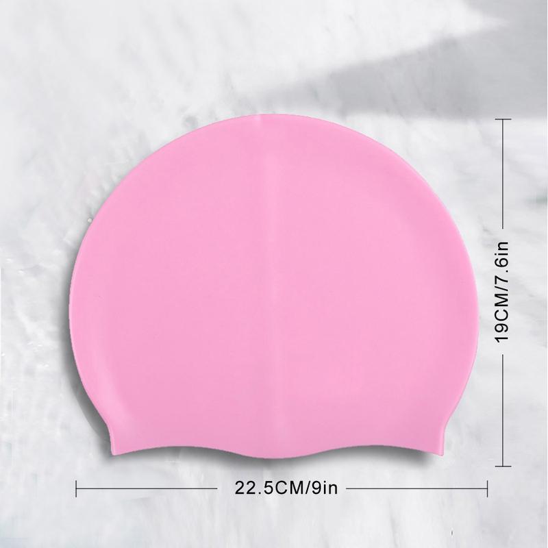 Silicone Adjustable Swim Cap with Ear Protection, Waterproof Swimming Hat for Long Hair Women & Men, Non-Chafing Bathing Cap for Water Sports