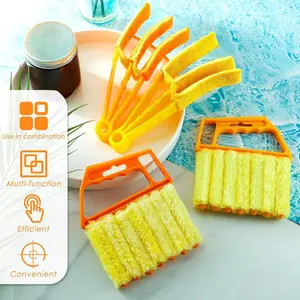 4Pack Blind Cleaner Duster Tool 7-Finger Dusting Cleaner Tool for Window & Air Conditioner Handheld Mini Duster Brush for Wood Blinds Dust Dirt (Yellow, Orange) - Tools & Hardware.