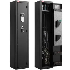 VEVOR Gun Safe, Heavy Duty Cold-Rolled Steel Fireproof Rifle Cabinet with Fingerprint, Digital Keypad Key, Large Long Gun Cabinet with Magazine and LED, Adjustable Racks for Rifles, Pistols, Shotgun