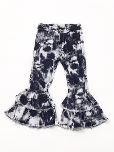 Navy Tie Dye Print Bell bottoms Girls Jeans