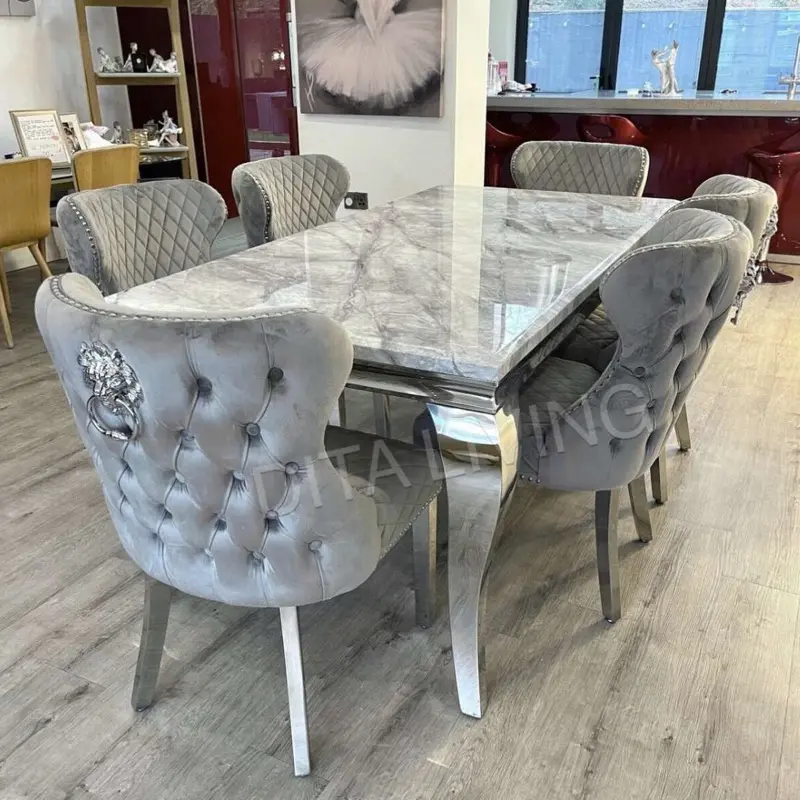 NEW 180CM MARBLE TOP DÏNING TABLE AND CHAIRS