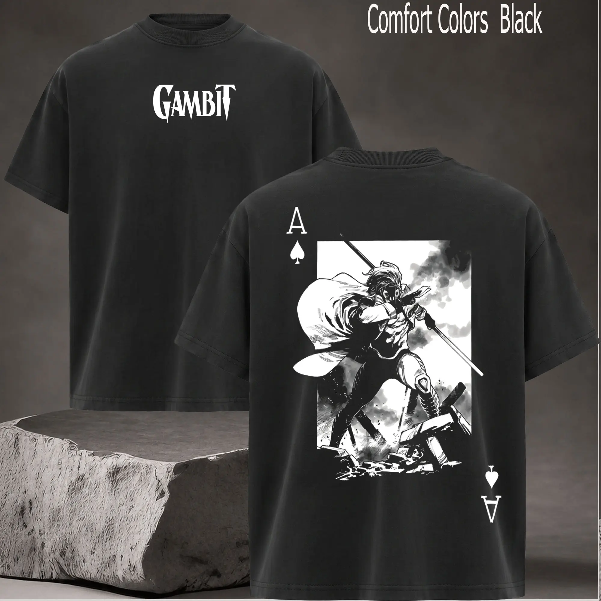 Gambit V3 Double Printed T-Shirt – Oversized Acid Washed Lightweight Cotton Tee, Graphic Streetwear for Comic & Movie Fans, Boys Merch, Menswear, men gifts, outfits men, graphic tees