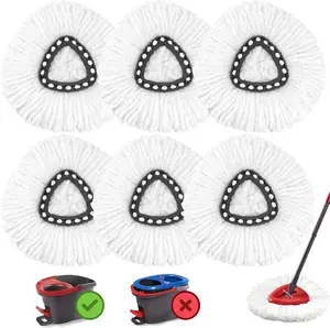 6 Pack Mop Head Replacement for O-Ceda Easywring, Reusable Microfiber Mop Refills, Spin Mop Replacement Head Easy Cleaning and Machine Washable