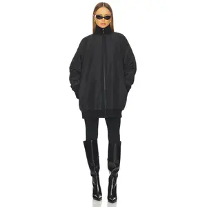 Norma Kamali Oversized Turtleneck Bomber Jacket Above The Knee in Black