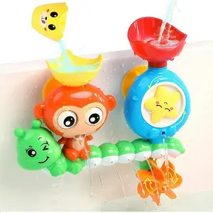 Monkey Caterpillar Bath Toy, Cute Interactive Sensory Water Spinner Shower Toy for Toddlers, Best Day & Birthday Gift for Kids