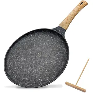 Crepe Pan with Spreader 11 Inch Dosa Tawa for Roti Indian Nonstick Chapati Pan Gray