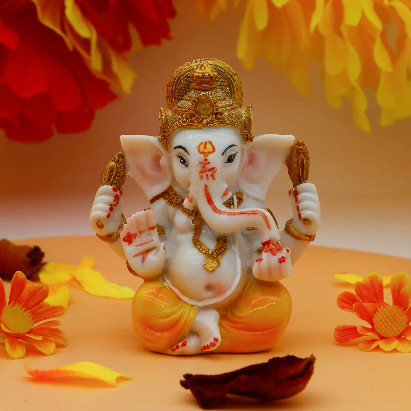 alikiki Hindu Lord Ganesha Idol Statue - Indian Diwali Gifts Small Ganesh for Car Dashboard Decor India God Home Mandir Murti Pooja Yoga Meditation Room Altar Kit Decor Wedding Gift