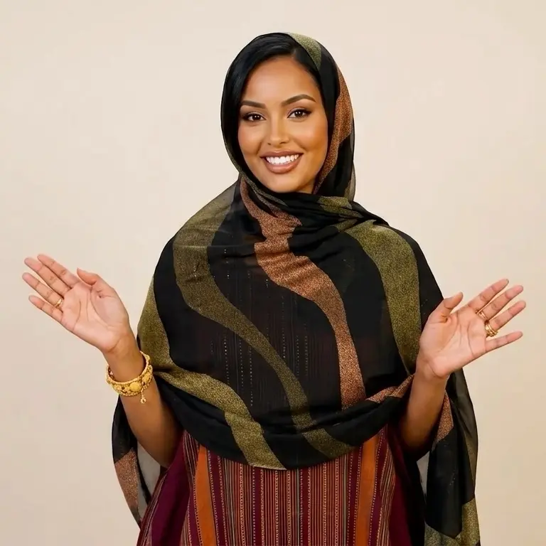 Women's Muslim Modest Fashionable Scarf - Green, Black, Multi-Color, Soft Warm Silk Shawl for Casual Wear