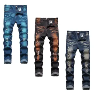 JUNBAOSS Men's Multi Pack Slim Fit Stretch Jeans Ripped Skinny Jeans for Men, Distressed Straight Leg Fashion Casual Popular Chic Comfort Flex Waist Denim Pants, Menswear Classic Street Style Cotton Fabric Jean Natural Hipster Personalized Stylish Jeans S