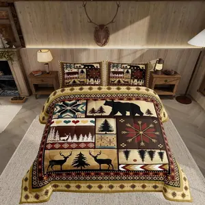 Rustic Comforter Set Bear Comforter Set for Boys Girls Teens Wild Animal Bedding Set Rustic Cabin Country Duvet Set Room Decor Rustic Brown Quilt Set