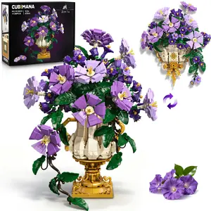 Flowers Botanicals Morning Glory Building Set - 2 in 1 Flower Arrangement Bonsai Plants Table Display, Vintage Wall Flower Pots Home Decor, Gift for Valentine's Day Girls Adults 12+ (1136PCS)