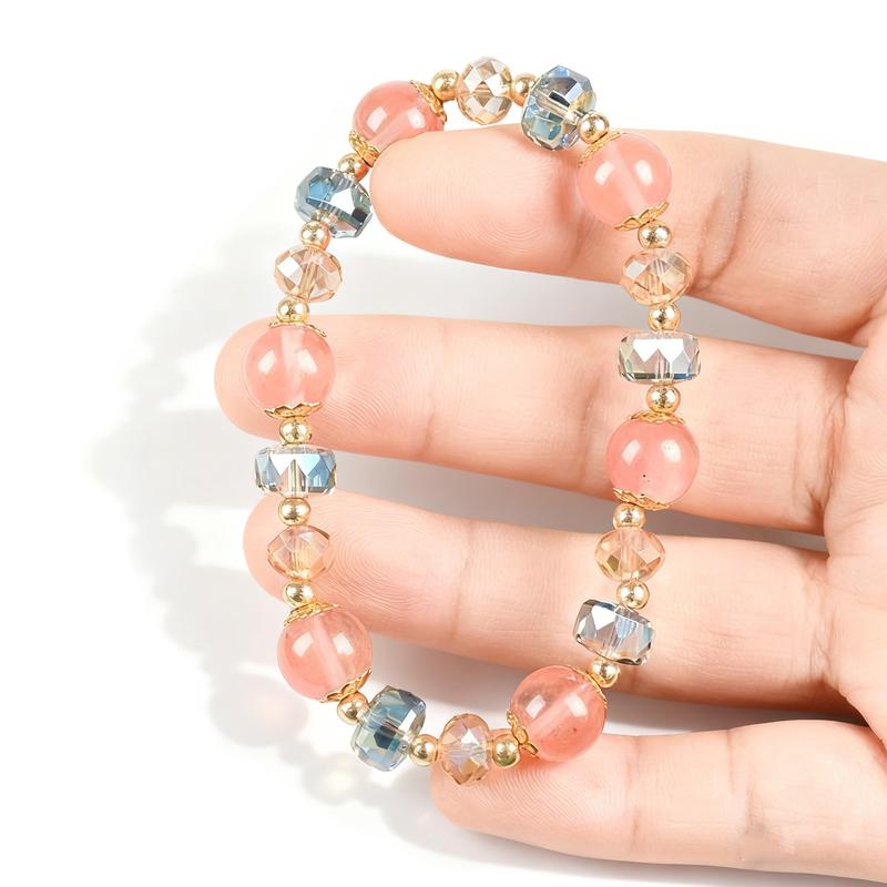 Crystal Beaded Bracelets for Women and Men - Tiger Eye, Obsidian, Black Tourmaline Jewelry for Banquet Party - Money Attraction, Good Luck, Protection Bracelet Encouragement Gift for Her Elastic Band couple bracelet artificial bracelet Daily Wear