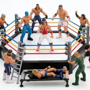 Wrestling Toy Set, Articulated Wrestler Figures with Wrestling Ring & Full Accessories. Fun Family Bonding Toy, Great for Birthday Party Favors,Collectible Display, Ultimate ,Gift for Boys tiktoks