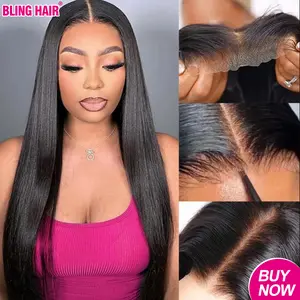 Bling Hair 6x4 7x5 9x6 Glueless Wig Bone Straight Lace Closure Wig Human Hair Wigs Preplucked Hairline Straight Closure Wig