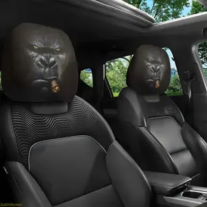 2 Pack Stylish Gorilla Print Car Headrest Covers, Comfortable Long Drive Neck Support, Perfect Gift for Christmas and New Year, Car Accessories
