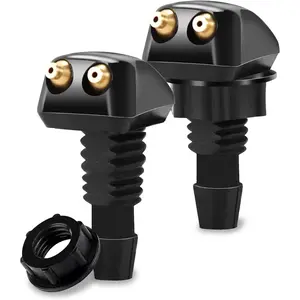2PCS Car Front Windshield Washer Nozzles, Windshield Sprayer Nozzle, Windshield Spray Nozzle Wiper Spray Washer Jet, Car Accessories Double Hole Straight Column Spray Nozzle for Most Vehicles