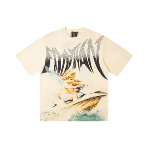 Oversized Vintage Washed Graphic Tee Collection, Rhinestone Angel/Alien Prints, Y2K Bootleg Streetwear, Multi-Design Unisex Statement Tops for Summer Music Festival OOTD