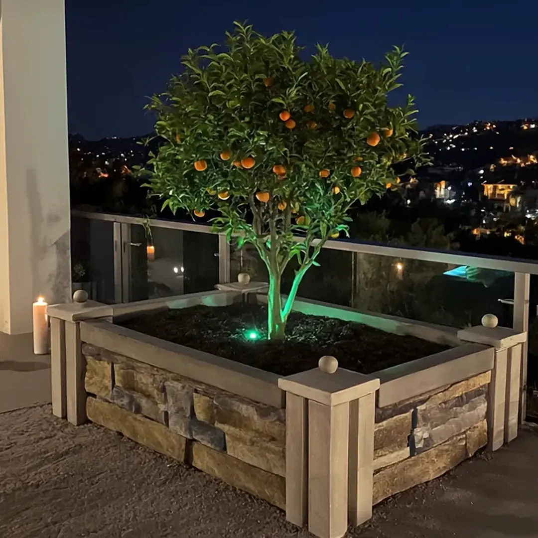 GFRC Concrete Stone-Look Prefabricated Square Planter Boxes - 4x4, 12.5in High, Root Insulation, Outdoor Container Gardening Hardscaping Tie Garden Bed Flower Pot for Home Improvement