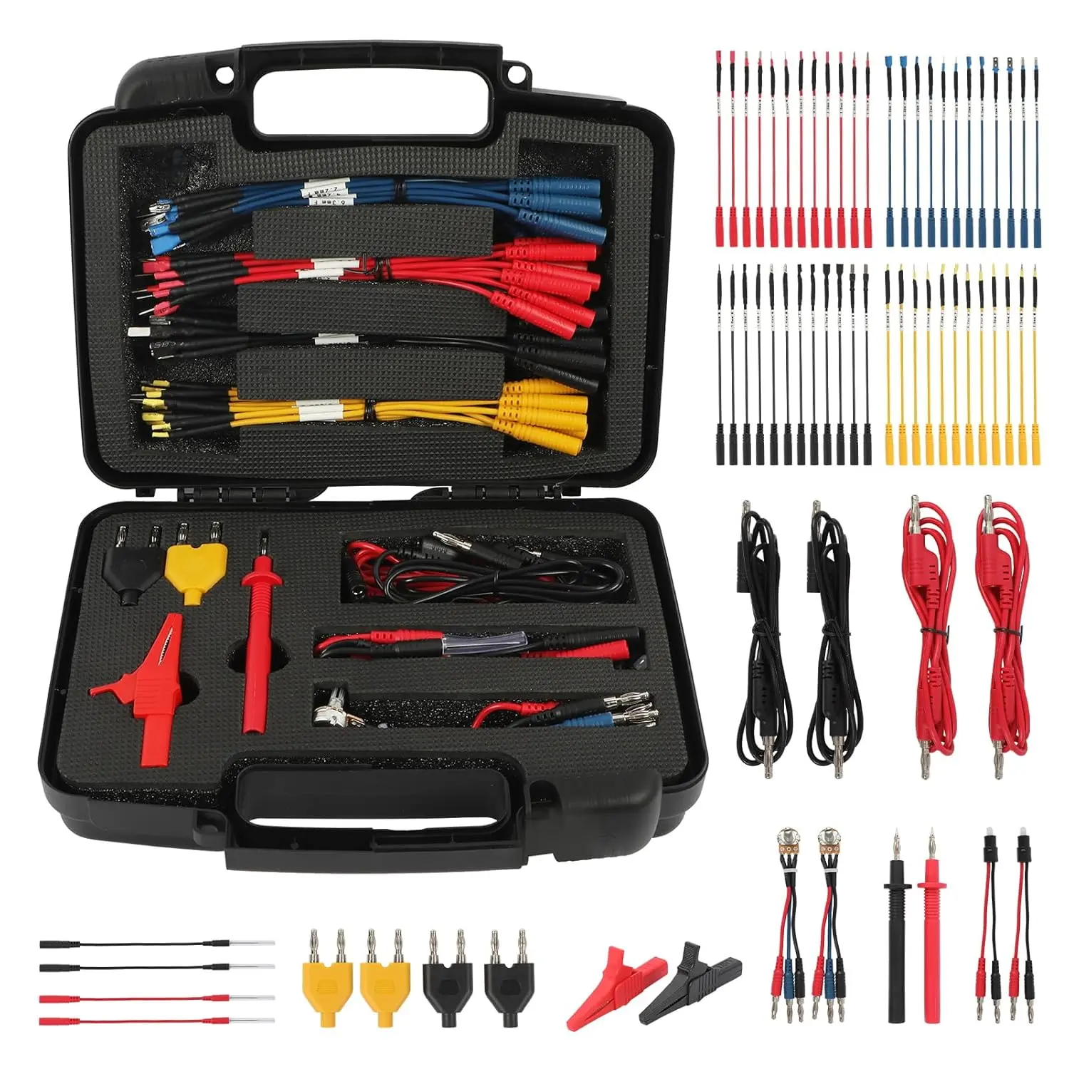 68 count Multimeter Test Leads Kit, Test Leads with Replaceable Wire Piercing Probes, 32A/1000V  Clips, Banana Plug Adapters, Jumpers, Extension Male to Female Connector 4mm Banana Plug