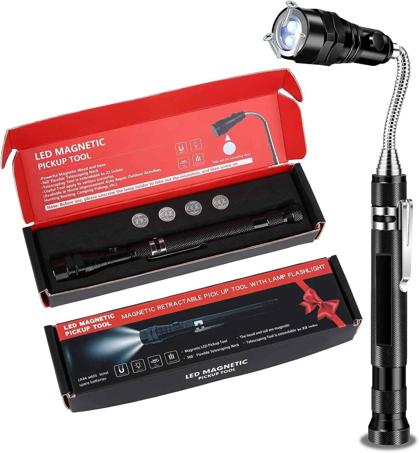 Extendable Magnetic Pickup Tools - Telescoping Magnet with LED Flashlight Gifts for Men, Fathers Day Mens Gifts from Daughter Son, Birthday Gifts for Men Dad Him