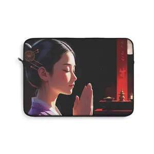 SereneLEI Meditative Design Laptop Sleeve with Durable Zipper & Foam Padding for Protection Lightweight Polyester Case for Students Tech Lovers Gift Featuring Calm Artwork