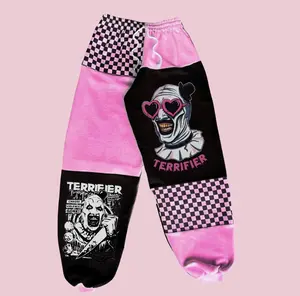 Terrifier Art the Clown Jogger Pants patchwork  Pink Horror Streetwear Sweatpants for Men & Women