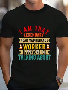 100% Cotton Road Highway Freeway Worker Construction Asphalt Worker T-Shirt Women's Men's Graphic Tee Crew Neck summer vacation Tops