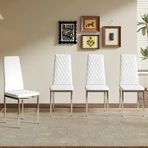 Modern Dining Chairs Set of 4/6,PU Faux Leather High Back Upholstered Side Chair metal legs, Ergonomic dining chair and comfortable dining chair,For Dining Room Kitchen, Living Room, Vanity,Kitchen, Bedroom and Offices. summervibes
