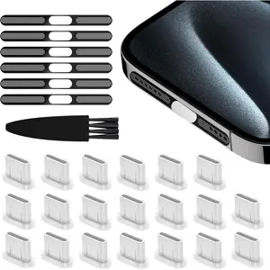 USB C Dust Plug, Type C Anti Dust Plugs Cover  Port Protector Cap 20 count White for  16 15 Pro Max Plus, Phone Speaker Cover Stickers 6 count with Cleaning Brush Accessories