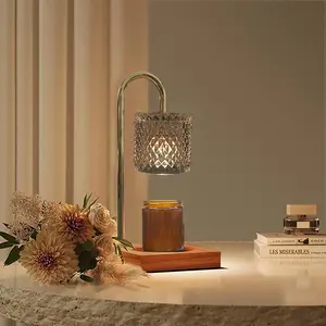 Candle Warmer Lamp with 2 Bulbs, Timer & Dimmer, Fits Cup Jar Candles, Elegant Home Decor, Crystal Candle Heater, Clear Glass