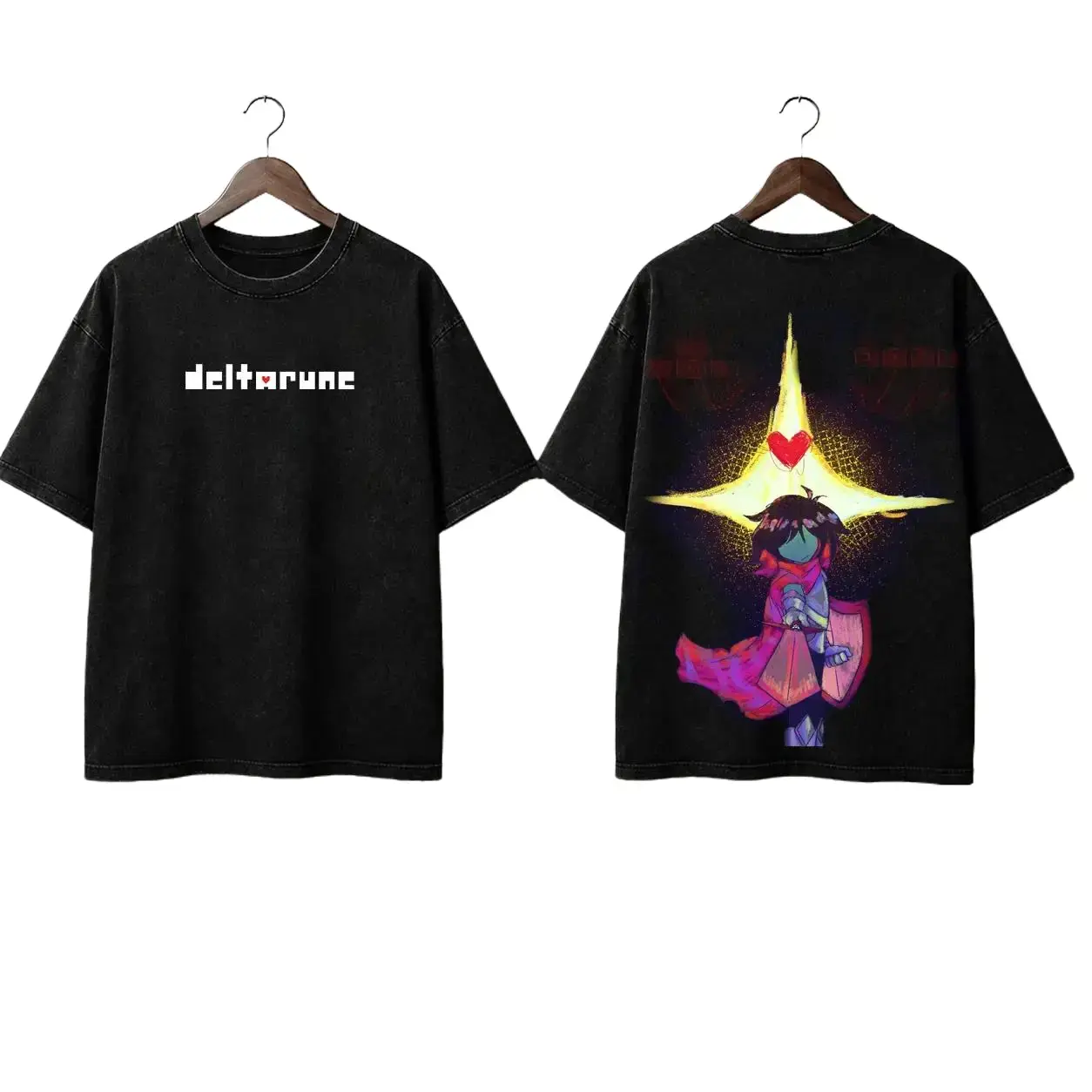 Deltarune Game Graphic Tees Washed Tee Game Acid Washed Lightweight Cotton TSHIRT, Gift For Gamer Men's Regular, men gifts graphic tee