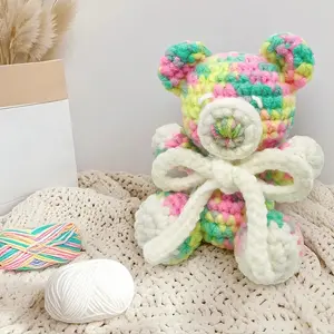 YAMAXIN 1pc Little Bear Crochet Material Package, Birthdays Gift, Crochet Kit Includes Videos Tutorials, Yarn And Instructions