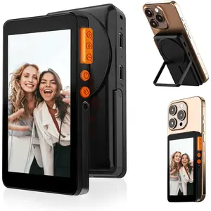 4 inch Selfie Monitor Screen for Phone, with Sounds, Magnetic Mount Wired/Wireless Connection Phone Rear Camera Selfie Monitor for Vlog Live Stream and TikTok (Black)