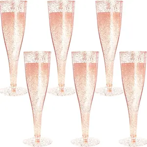30 Champagne Cups 4.5oz Sparkle Transparent Plastic Party Cups, Disposable Cups, Clear Plastic Cups, Cocktail Wine Prosecco Glasses, Garden Wedding Birthday Toasting Cup, Party Supplies