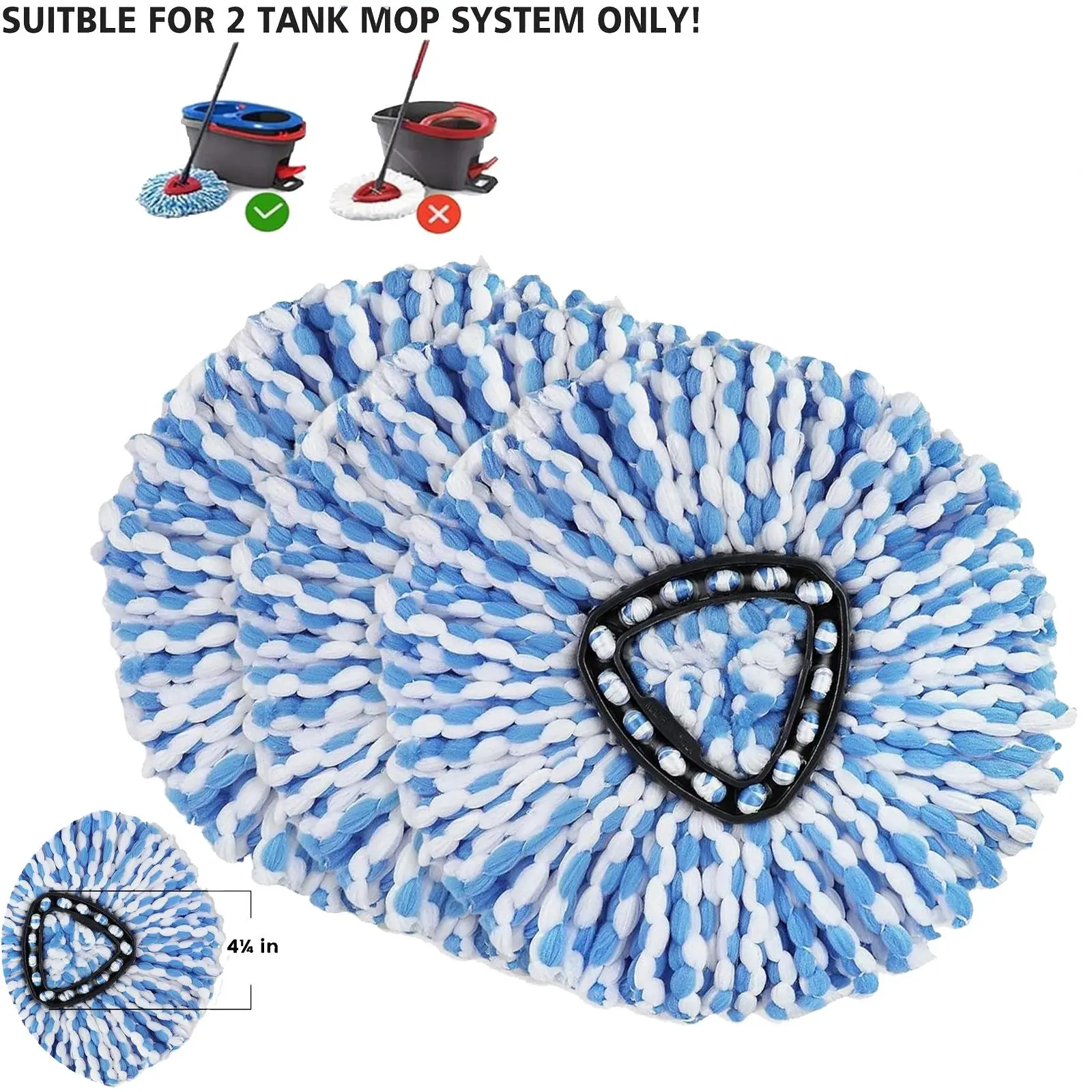For O-Cedar Spin Mop Refills 3-Pack Extra Thick Microfiber Pads Non-Scratch for Wood Tile Machine Washable Reusable Home Household Items Streak-Free Default