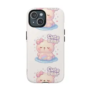 IPhone 14, 15, Plus, Pro and Pro Max MochiBub Squishy Bear Tough Magnetic Case | Cute Squishy Bear IPhone Cover